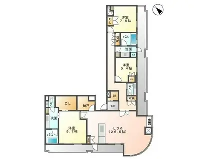 千種タワーヒルズ(3SLDK/21階)の間取り写真