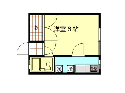小田急線 百合ケ丘駅 徒歩7分 2階建 築37年(1K/1階)の間取り写真