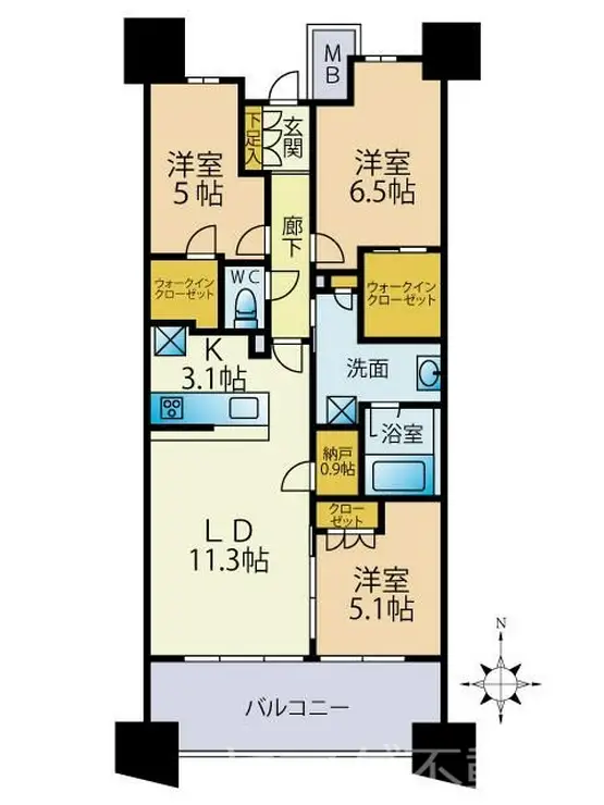 ブランズシティ品川勝島 3階階 間取り