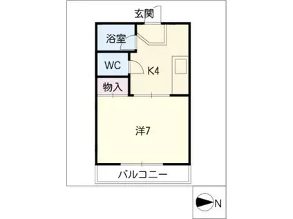 幸川ハイネス(1K/1階)の間取り写真