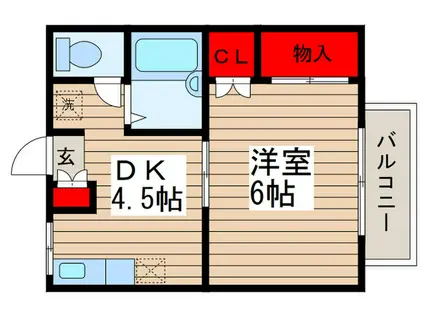 コリード津田沼(1DK/2階)の間取り写真