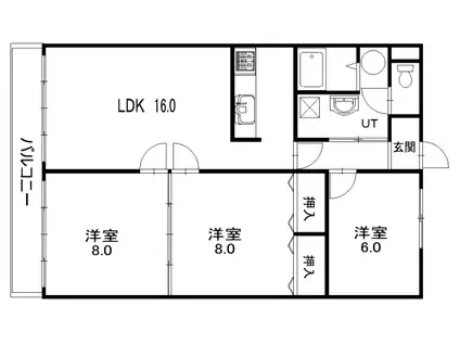 ミナトマンション(3LDK/2階)の間取り写真