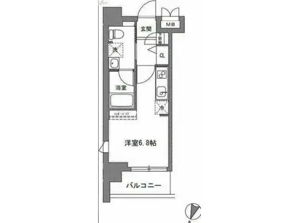 TLRレジデンス川崎大師(ワンルーム/8階)の間取り写真
