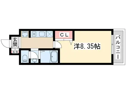 モノロカーレ江坂(1K/10階)の間取り写真