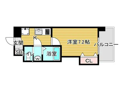 LUXE鶴見(1K/6階)の間取り写真