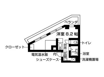 ナンバOMマンション(1K/2階)の間取り写真
