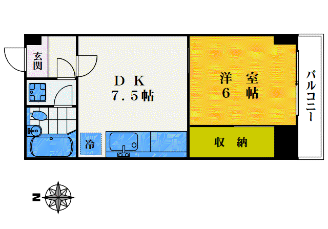 山内ビル(1DK/3階)の間取り写真