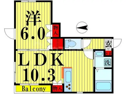 サンフォレスト青井(1LDK/4階)の間取り写真