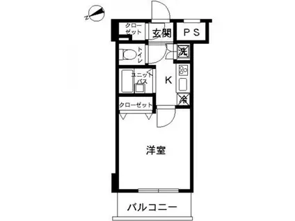 スカイコートヴィーダ五反田ウエスト(1K/2階)の間取り写真