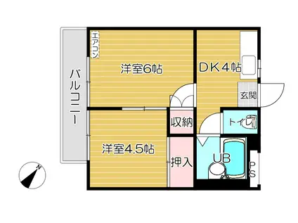 ハイツミタケ(2DK/2階)の間取り写真