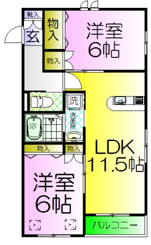 へーベルマンション浜寺(2LDK/1階)の間取り写真