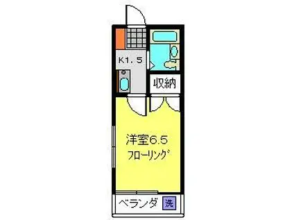 第1橘ハイツ(1K/1階)の間取り写真