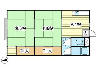 メゾン赤坂(2K/2階)の間取り写真