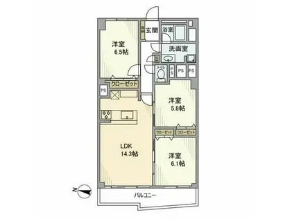 オーク荻窪マンション(3LDK/7階)の間取り写真