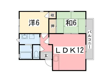 グリーンハイツ蒲田B(2LDK/2階)の間取り写真