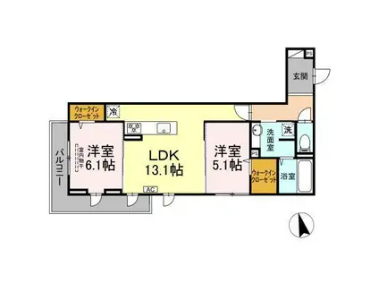 LESSOR西条 (2LDK/3階)の間取り写真