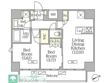 ジオエント町屋(2LDK/10階)の間取り写真