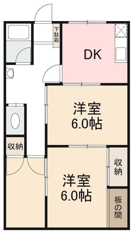川西アパート(3DK/2階)の間取り写真