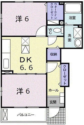 モデッサ II番館(2DK/1階)の間取り写真