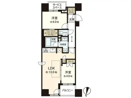 パークリュクス札幌大通公園(2LDK/8階)の間取り写真