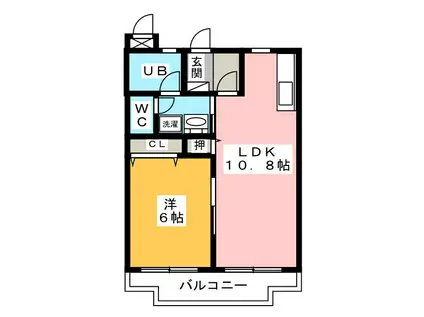 シャトー富ケ丘II(1LDK/1階)の間取り写真