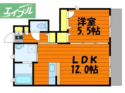 カリーノ(1LDK/1階)の間取り写真
