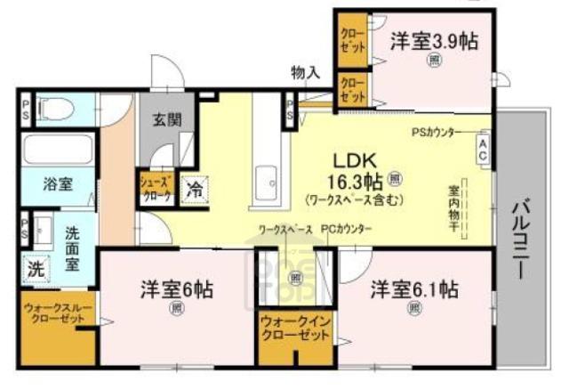 CASA. FILANTE Ⅴ(3LDK/3階)の間取り写真
