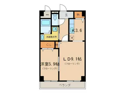 ベルヌーブ森神VI(1LDK/1階)の間取り写真