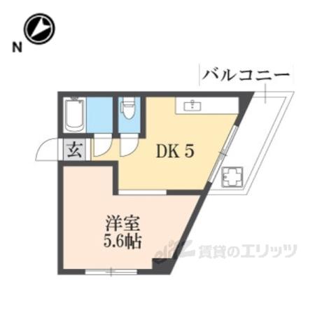 ハイツ東山(1DK/2階)の間取り写真