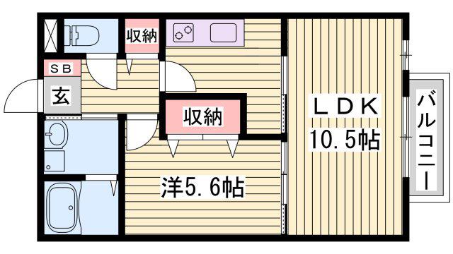 シエナフローラI番館(1LDK/2階)の間取り写真