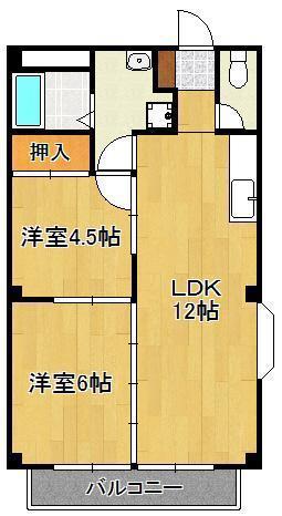 エルシャルマン(2LDK/2階)の間取り写真