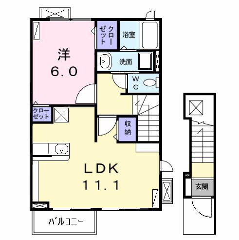 フェアリーベル(1LDK/2階)の間取り写真