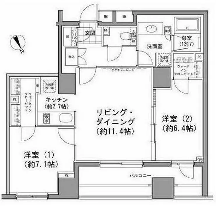 パークハビオ八丁堀 12階階 間取り