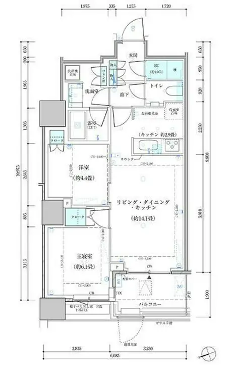 パークタワー勝どきサウス 9階階 間取り