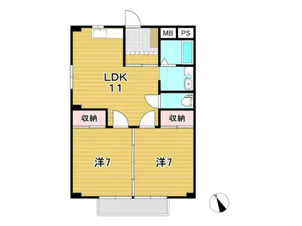 テクノハイム本宿 松(2LDK/1階)の間取り写真