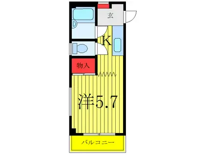 コスモ和光V(1K/5階)の間取り写真