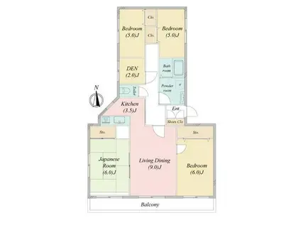 グリーンヒル藤が丘C(4SLDK/2階)の間取り写真