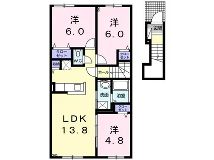 メゾン東陽II(3LDK/2階)の間取り写真