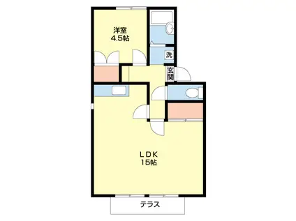 グリーンヒルI(1LDK/2階)の間取り写真