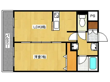 オリオリシティV(1LDK/3階)の間取り写真