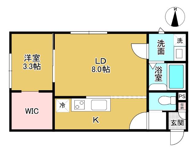 グランスイート森 B棟(1LDK/2階)の間取り写真
