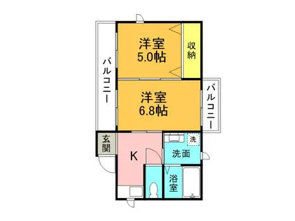 アイランドビル15(2DK/3階)の間取り写真