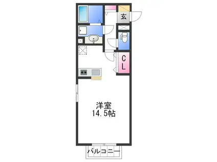 ソレアードI(ワンルーム/1階)の間取り写真