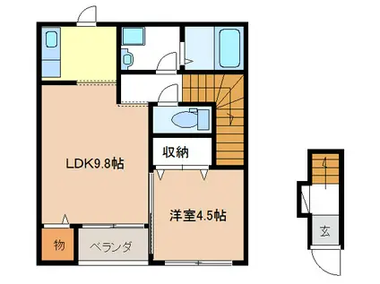 ボヌールTJ(1LDK/1階)の間取り写真
