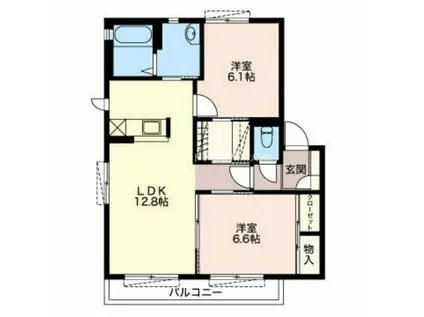 ベル・シャンテ II(2LDK/2階)の間取り写真