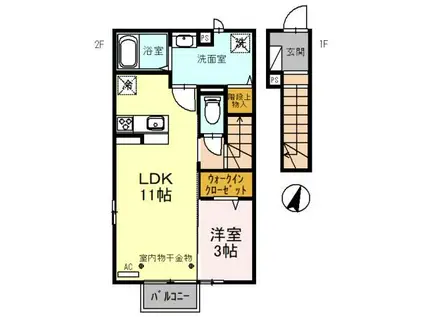 T-CITY(1LDK/2階)の間取り写真