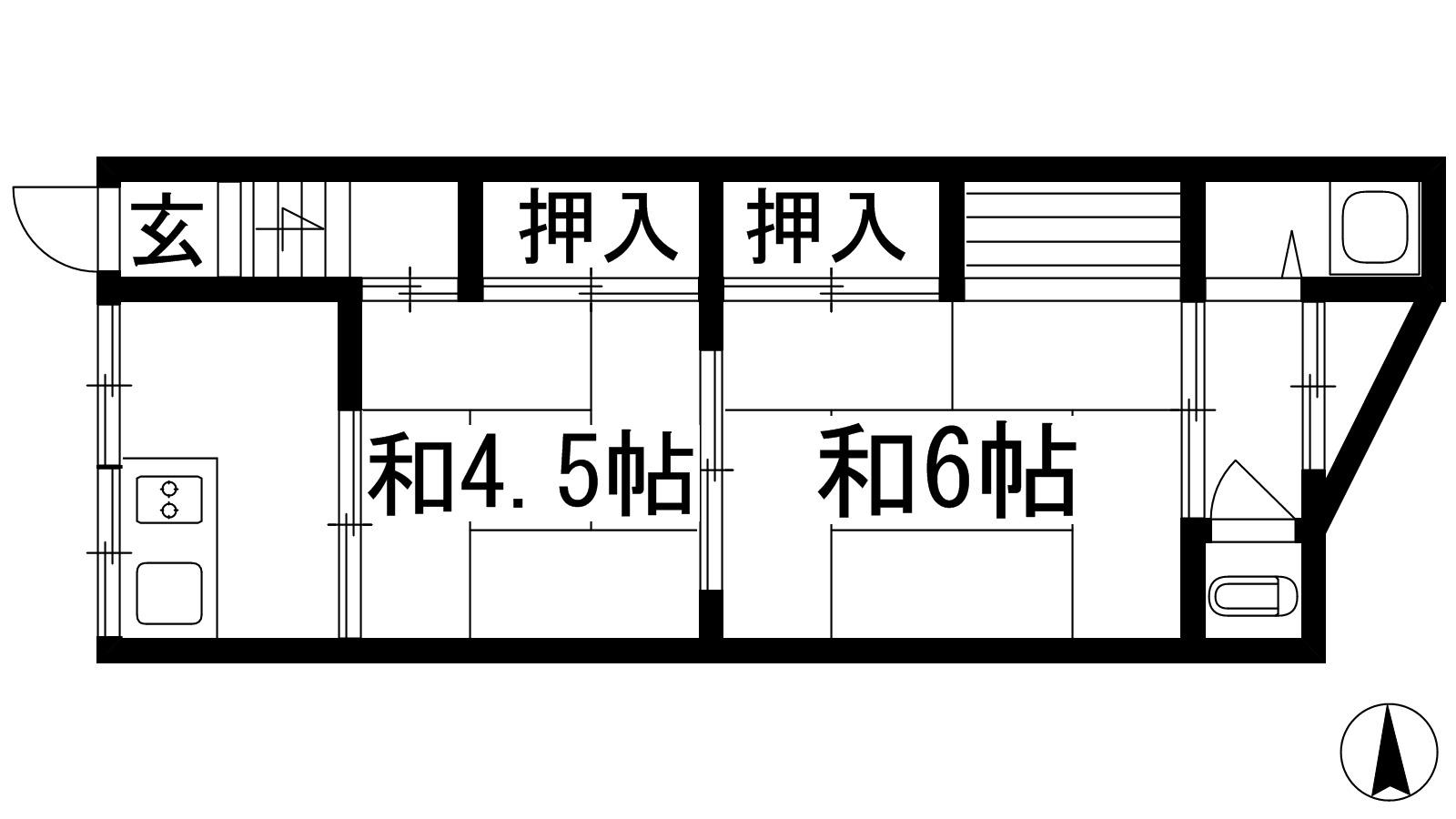 雛倉文化(2K/2階)の間取り写真