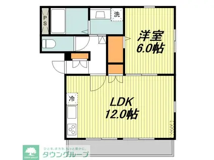 ボヌール国立(1LDK/1階)の間取り写真
