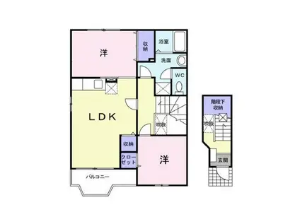 中土井ハイツ(2LDK/2階)の間取り写真