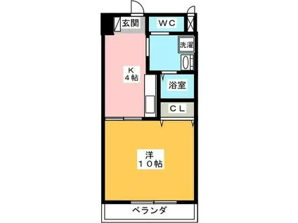 ファミーユ檀(1K/2階)の間取り写真
